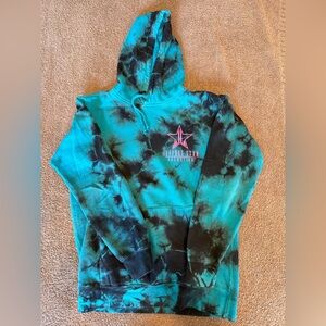 Jeffree Star Teal & Black Tie-Dye Hoodie with Pink Logo